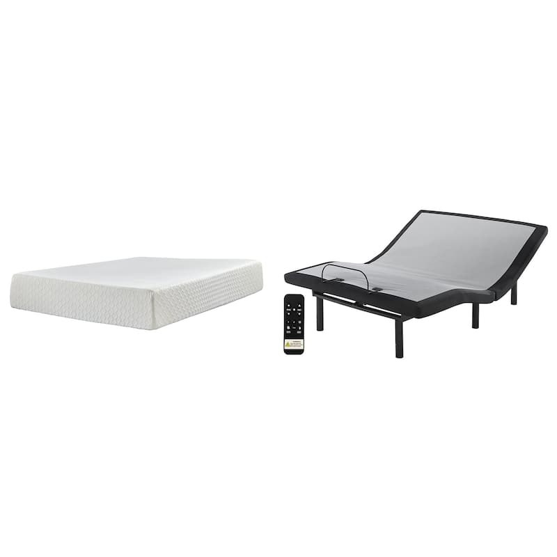 Signature Design by Ashley Chime 12 Inch Memory Foam Black/White 2-Piece Mattress Package - Queen