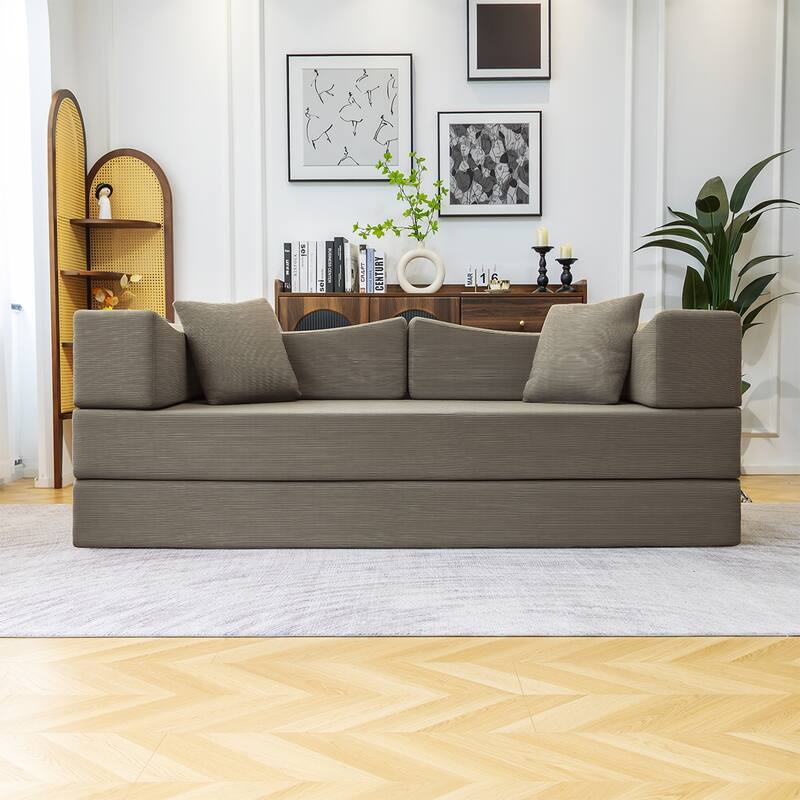 2-in-1 Convertible Sofa Bed, Memory Foam Mattress, No Assembly, Space-Saving for Living Room, Bedroom