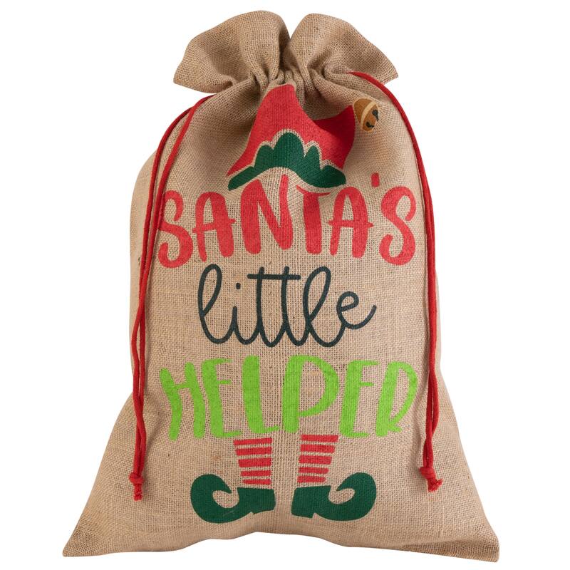 Simplify Holiday Large Gift Sack with Drawstring Closure, 1 Piece - Beige - 1 Piece
