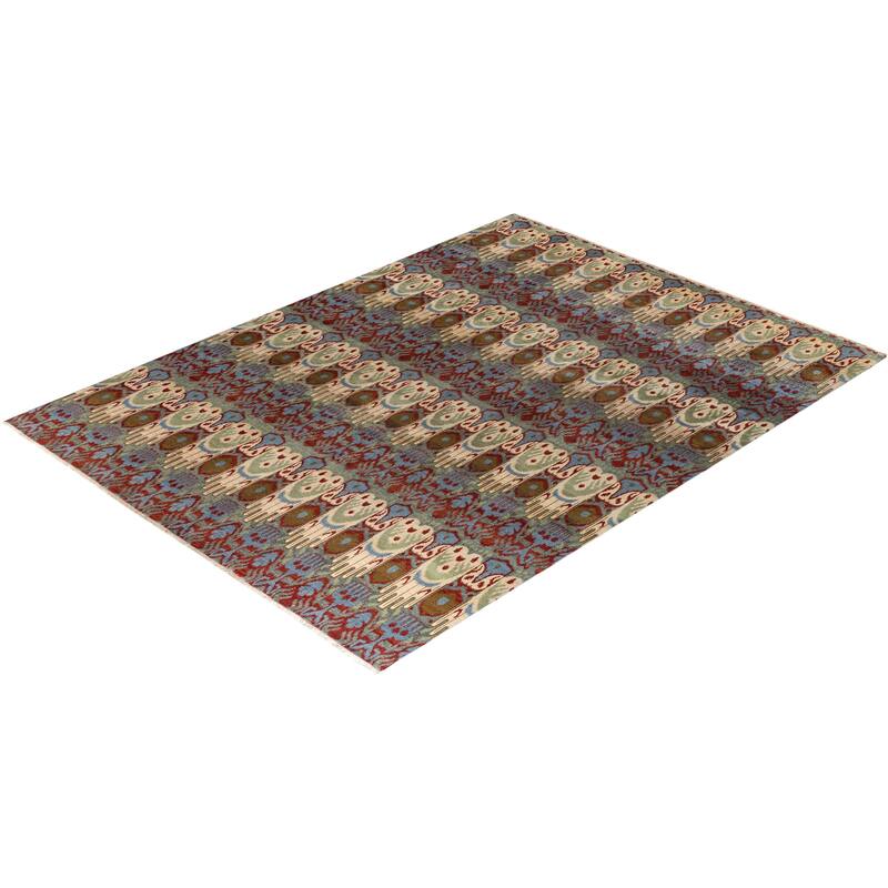 Ikat One-of-a-Kind Hand-Knotted Area Rug - Gray, 9' 2" x 12' 3" - 9' 2" x 12' 3"