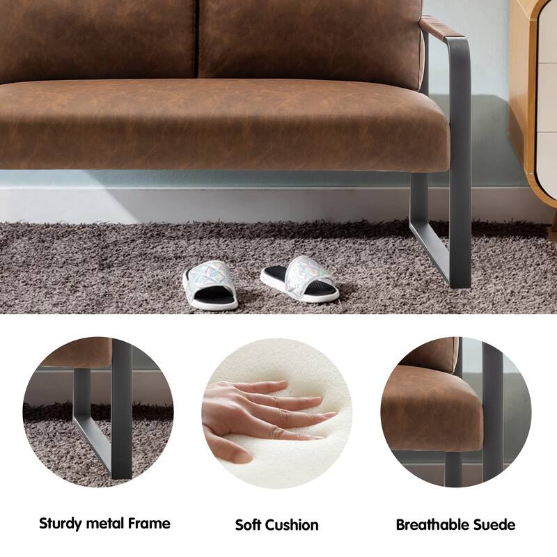 Loveseat Couch Bench Settee for Living Room, Upholstered Small Sofa Couch PU Leather Banquette Lounge Bench for Dining Room
