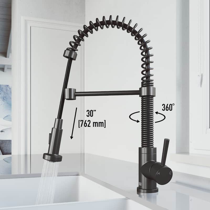 VIGO Edison 19" H Single Handle Pull-Down Sprayer Kitchen Faucet