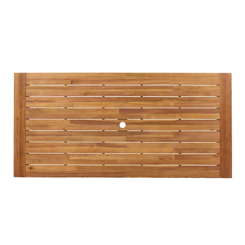 Christopher Knight Home - Orla Outdoor Acacia Wood Dining Set with Woven Rope Side Chairs & Rectangular Slat Table