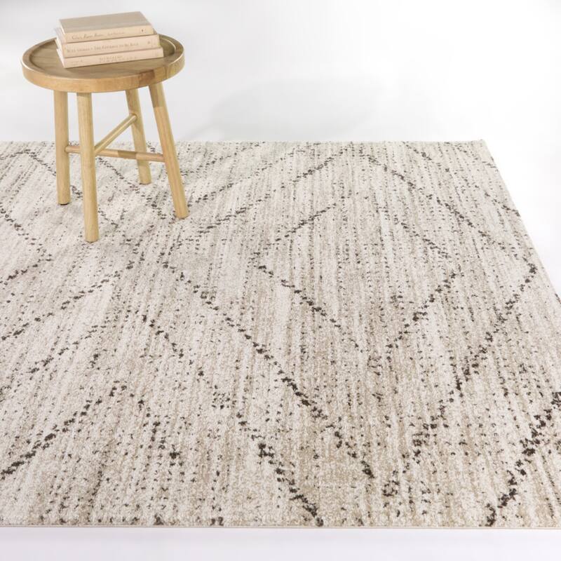 Sienna Moroccan Diamond Area Rug - 7'10" x 10' - Cream