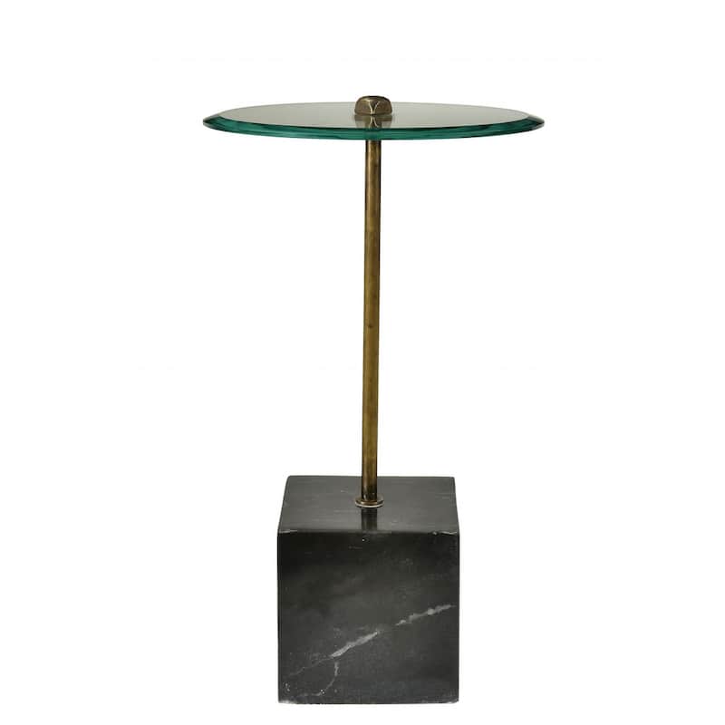 HomeRoots 22" Black And Clear Glass Round End Table - 22