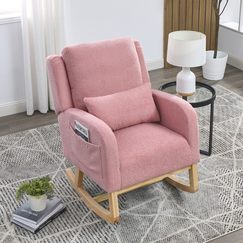 27.5" High Back Rocking Chair with Lumbar Pillow