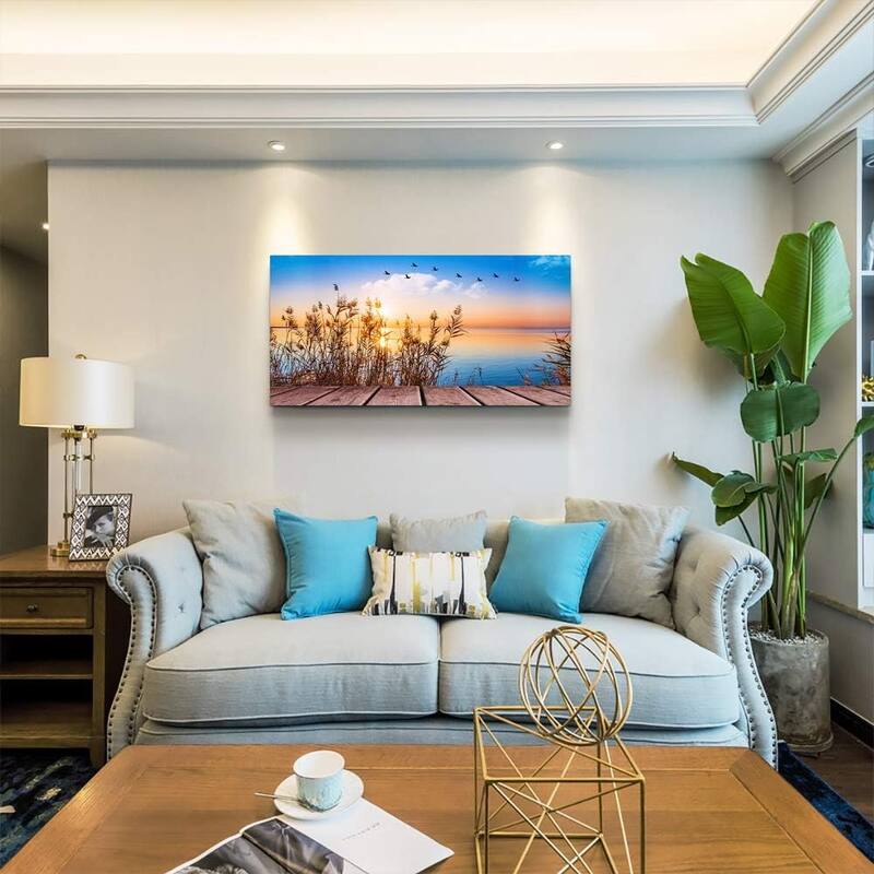 Wall Art Decor Blue ocean waves sun seaview Poster painting