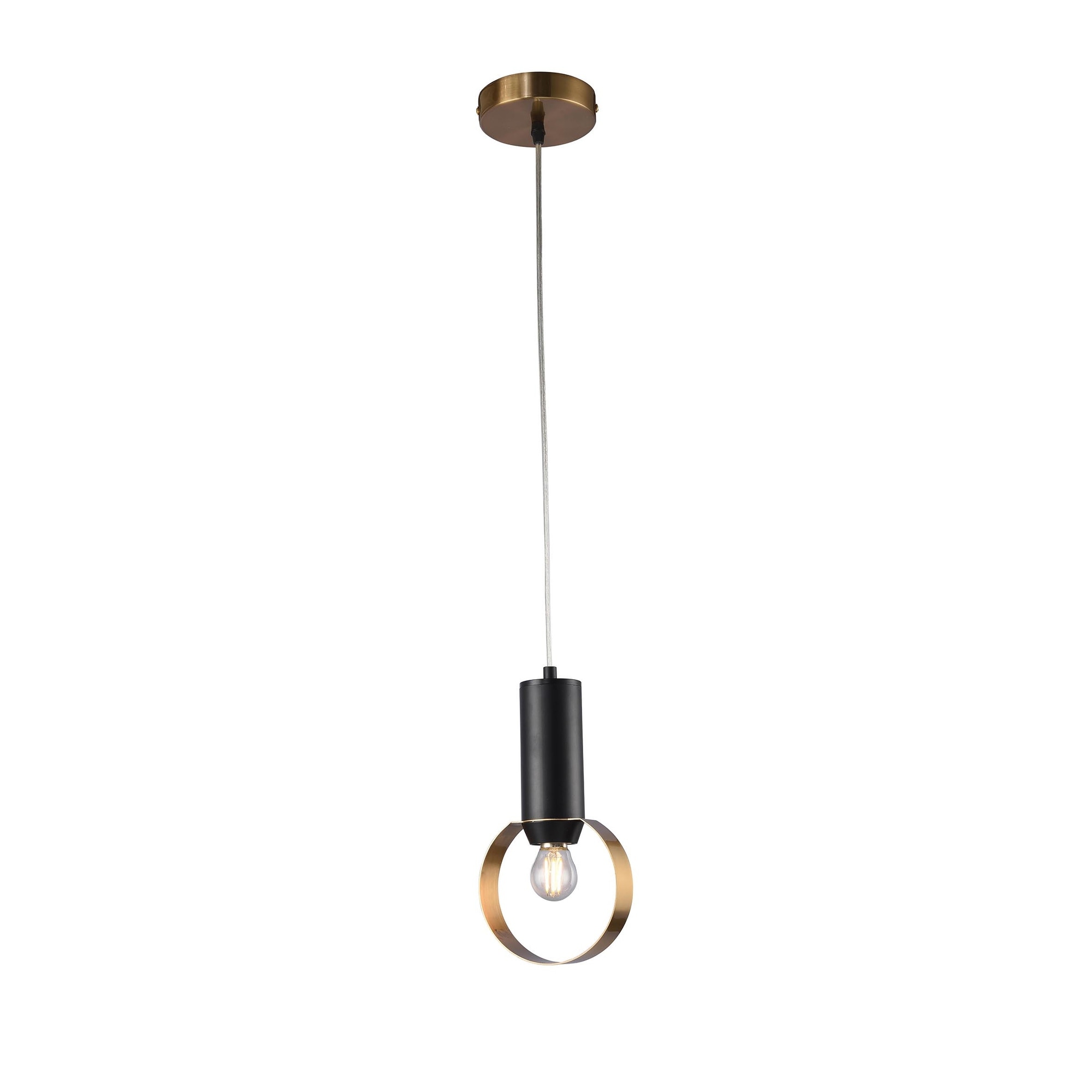 Industrial 1-Light Gold And Black Loop Pendant