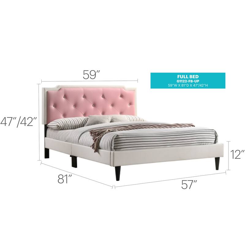 Elegant White Tufted Full Bed with Adjustable Headboard for Cozy Bedrooms