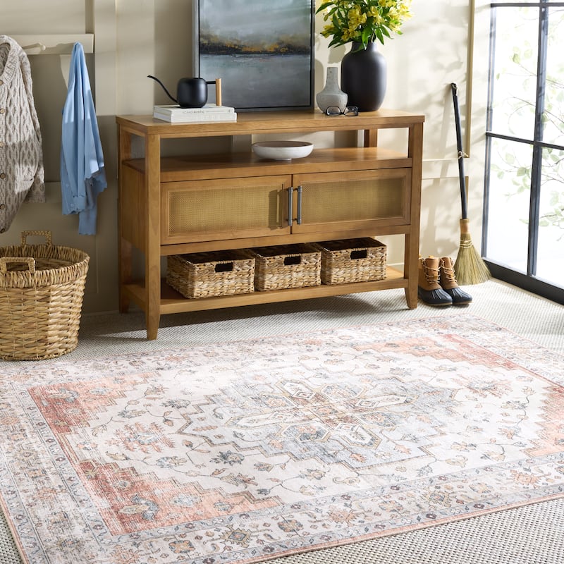 Martha Stewart Leela Machine Washable & Slip Resistant Rug - 5' x 8' - Sage/Light Rust