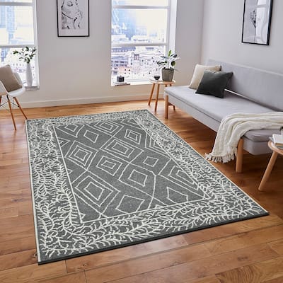 Bakari Oxbow Dark Gray Hand-Hooked Wool Area Rug