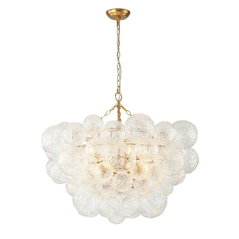 Modern Luxury Water Textured Cluster Glass Globe Bubble Chandelier