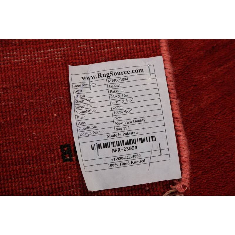 Gabbeh Modern Area Rug Handmade Oriental Red Wool Carpet - 5'6" x 7'10"