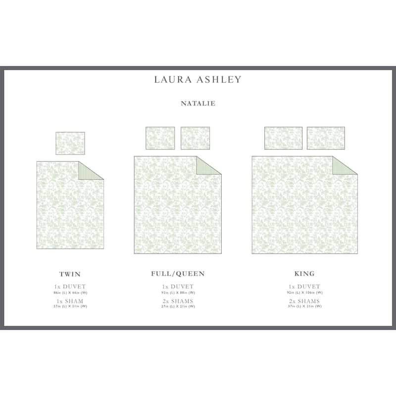 Laura Ashley Natalie Green Cotton Duvet Cover Set