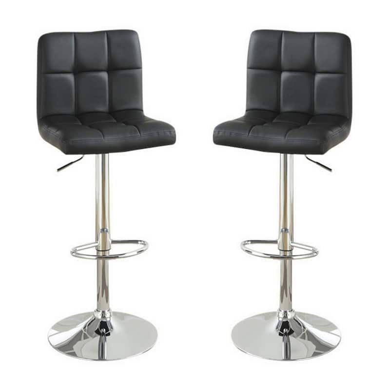 Adjustable Modern Bar Stool with Metal Base, Faux Leather Seat, Minimalist Counter Height Stool for Kitchen or Bar