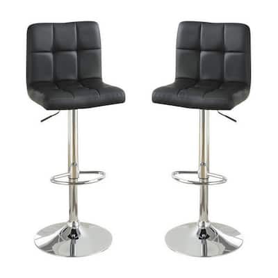 Adjustable Modern Bar Stool with Metal Base, Faux Leather Seat, Minimalist Counter Height Stool for Kitchen or Bar