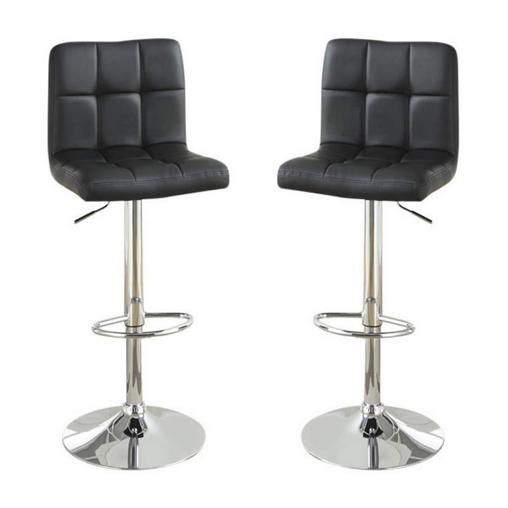 Adjustable Modern Bar Stool with Metal Base, Faux Leather Seat, Minimalist Counter Height Stool for Kitchen or Bar