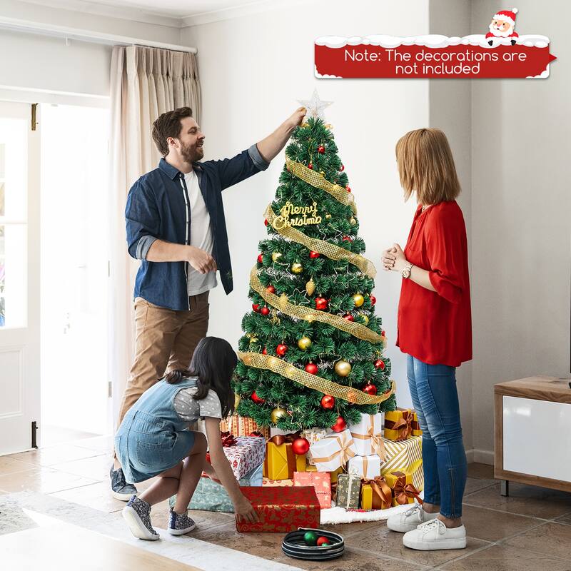 Gymax 4/5/6/7 FT Artificial Xmas Tree w/ 270 Branch Tips 509 Warm
