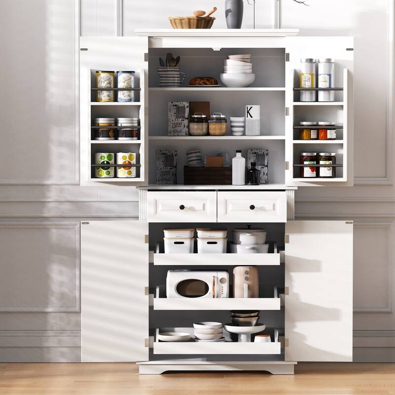 Pantry Cabinet with 3 Pull Out Cabinet and 2 Drawers