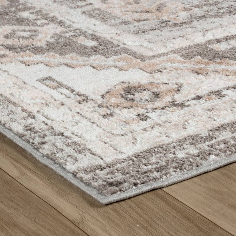 Distressed Abstract Modern Stain Resistant Woven Low Pile Area Rug