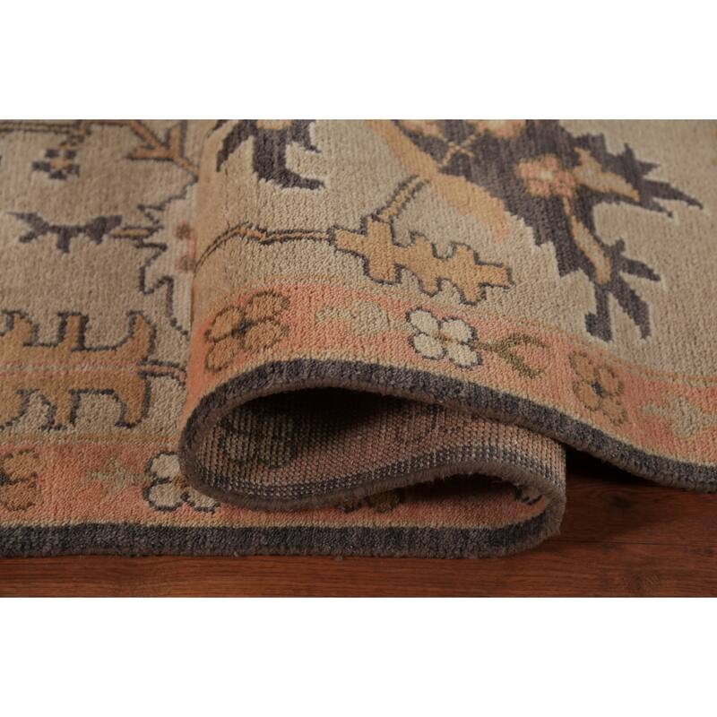 Gray Oushak Indian Large Rug Hand-Knotted Wool Carpet - 10'0"x 13'10"