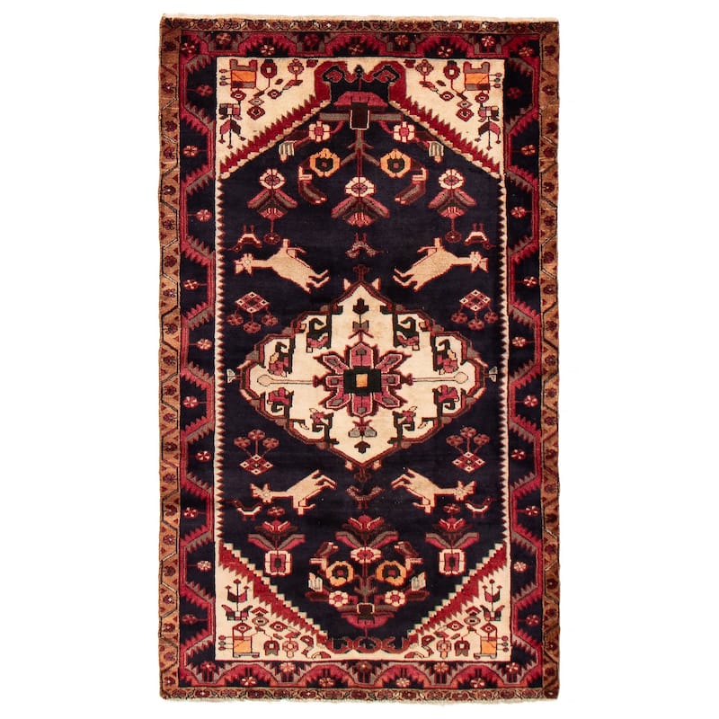 ECARPETGALLERY Hand-knotted Andelz Navy Wool Rug - 3'11 x 6'9 - Dark Navy - 3'11 x 6'9
