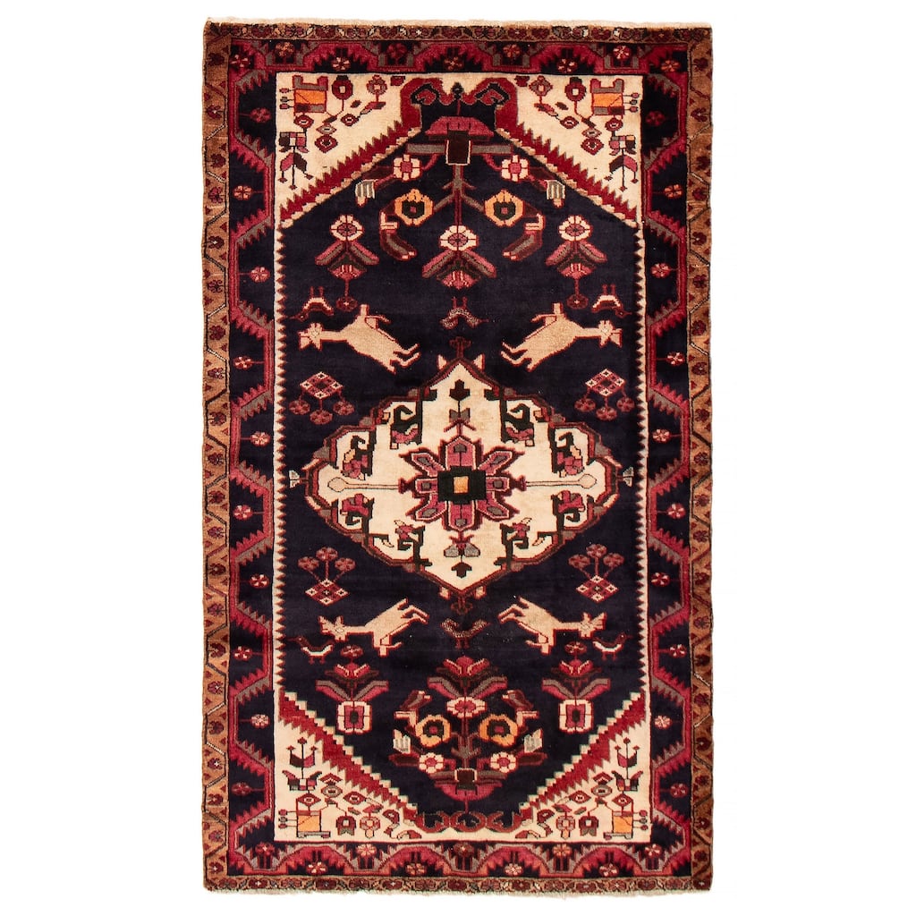 ECARPETGALLERY Hand-knotted Andelz Navy Wool Rug - 3'11 x 6'9