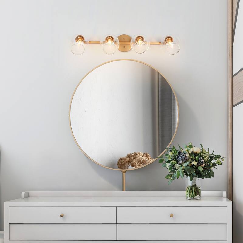 Bela Modern 4-Light Gold Head Adjustable Wall Sconce Linear Vanity Light - W 33"x D 7.2"x H 10.4"