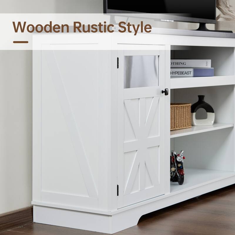 Ukuowu 66" Rustic Farmhouse TV Stand for 75 65 inch TV with Storage Cabinets for Living Room Bedroom