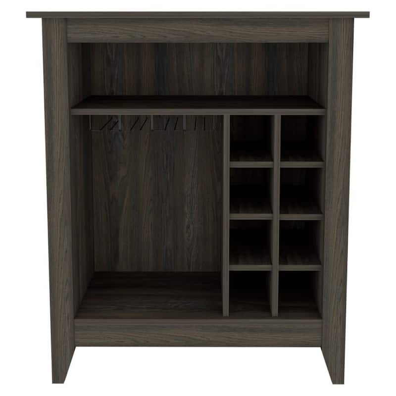 Essential Bar Cabinet, One Open Shelf, Six Built-in Wine Rack, One Drawer -Black - Brown