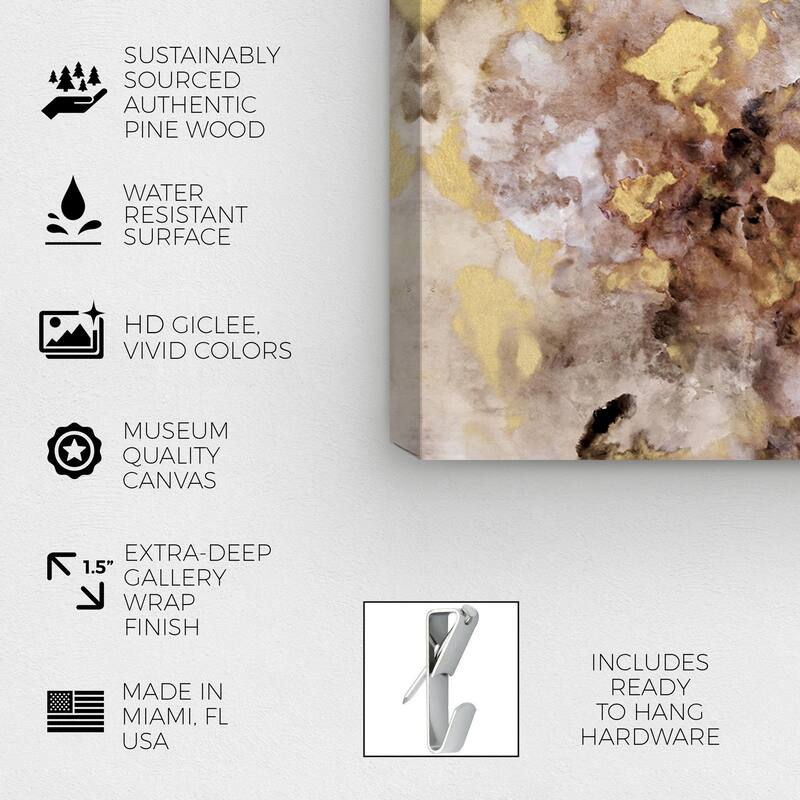 Wynwood Studio Abstract Rising Gold Embers White and Modern & Contemporary Wall Art Canvas Print