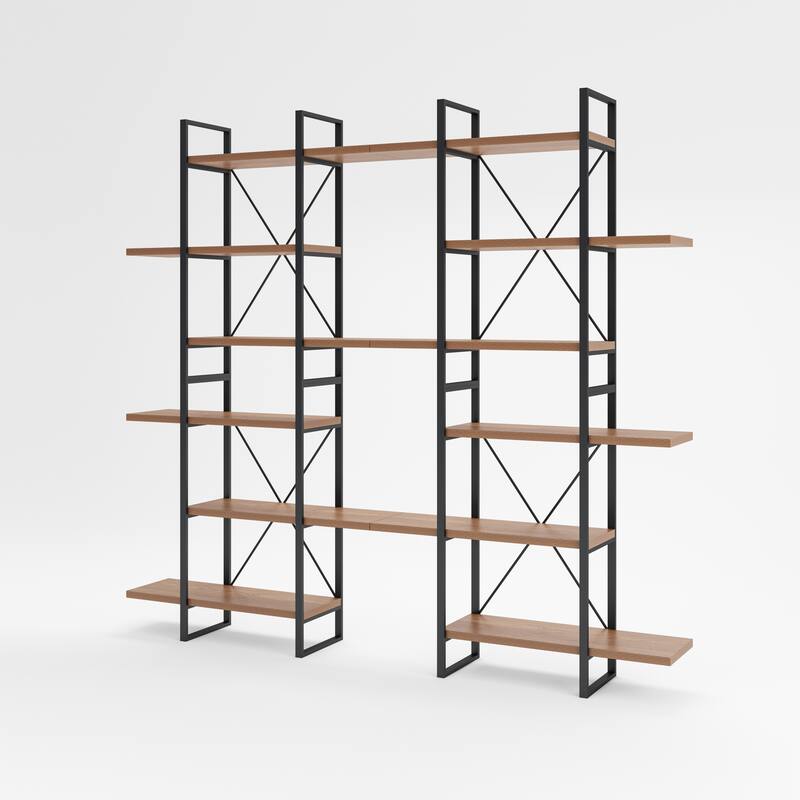 Lotus Home JD Walnut Color Storage and Display Bookcase - 86" H x 94.5" W x 12.5" D