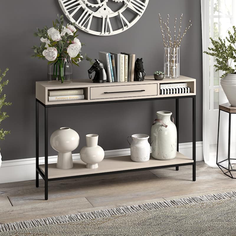 Arroyo 45" Wide Rectangular Console Table - 45" Wide - Blackened Bronze/Alder White