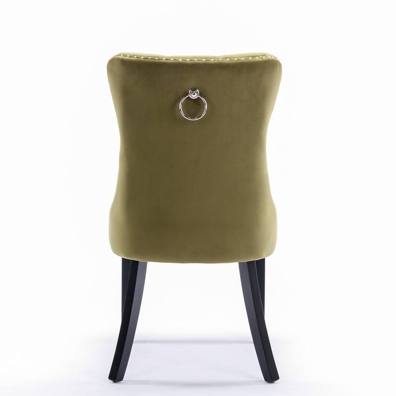 Tufted Velvet Dining Chairs with Nailhead Trim (Set of 2)