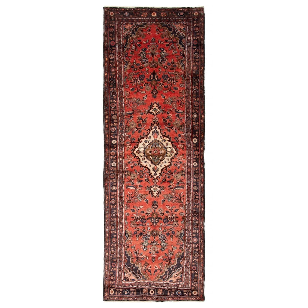 ECARPETGALLERY Hand-knotted Andelz Red Wool Rug - 3' 7" x 10' 4"