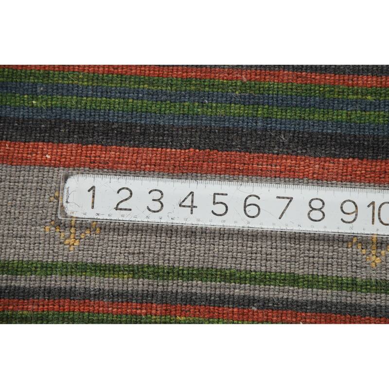 Striped Gabbeh Indian Area Rug Handmade Wool Carpet - 5'4" x 9'8"