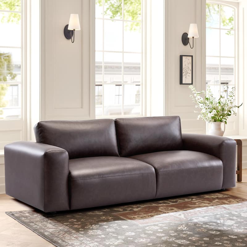 Oversized 3-Seater Sofa-Extra Deep Seats Wide Arms for Living Room, Apartment - Chocolate