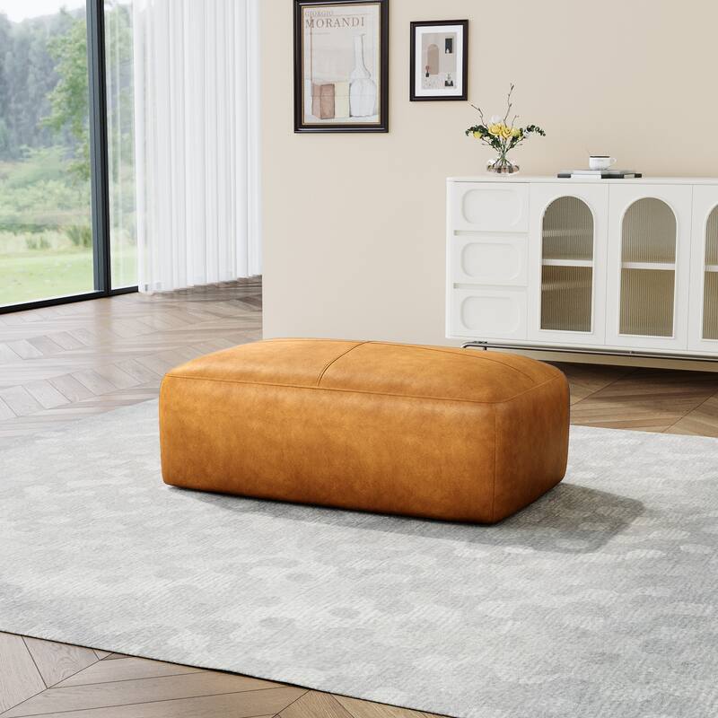 Elliot 22"/ 35"/ 43" W Modern Rectangular Genuine Leather Ottoman