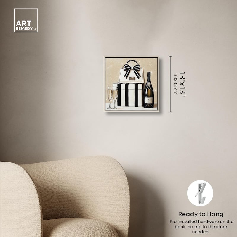 Black and White Striped Glam Canvas by Art Remedy