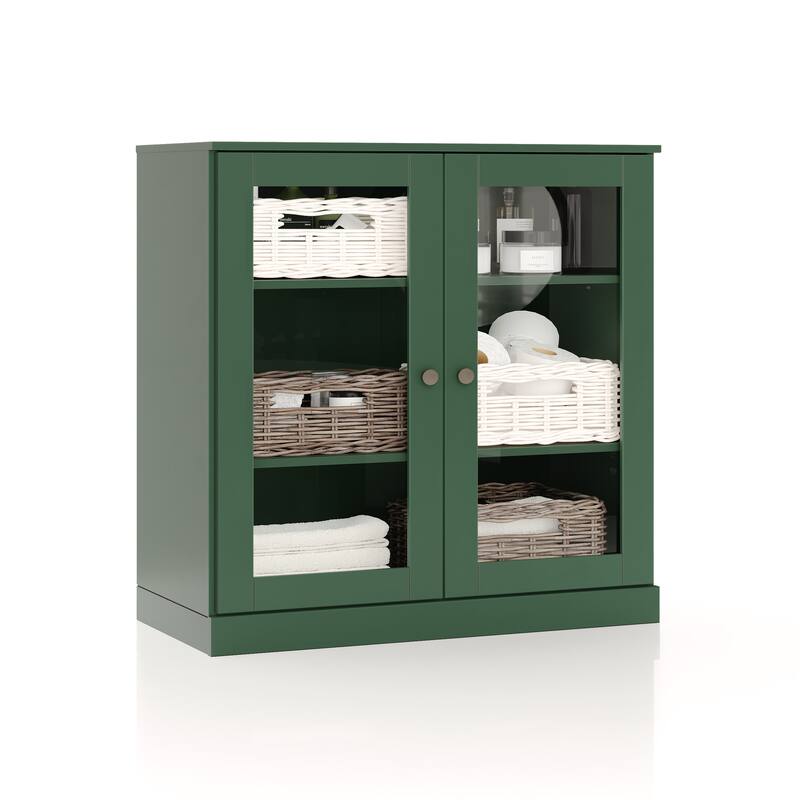 Palace Imports 100% Solid Wood 32" Bathroom Cabinet with Clear Glass Doors and Adjustable Shelves