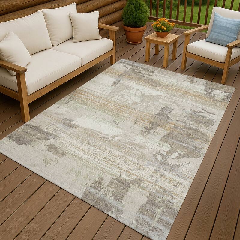Machine Washable Indoor/ Outdoor Chic Veta Chantille Rug - Ivory - 5' x 7'6"