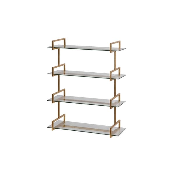 40”Iron Wall Mounted Shelf with Tempered Glass Shelves - N/A