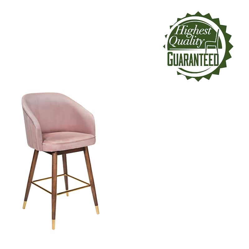 Porthos Home Olea Velvet Upholstered Bar Stools with Rubberwood Legs, Set of 2