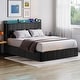 preview thumbnail 38 of 58, Bed Frame with Lift Up Storage, Upholstered Velvet Platform Bed with Storage Headboard Black-Queen+Led - Queen