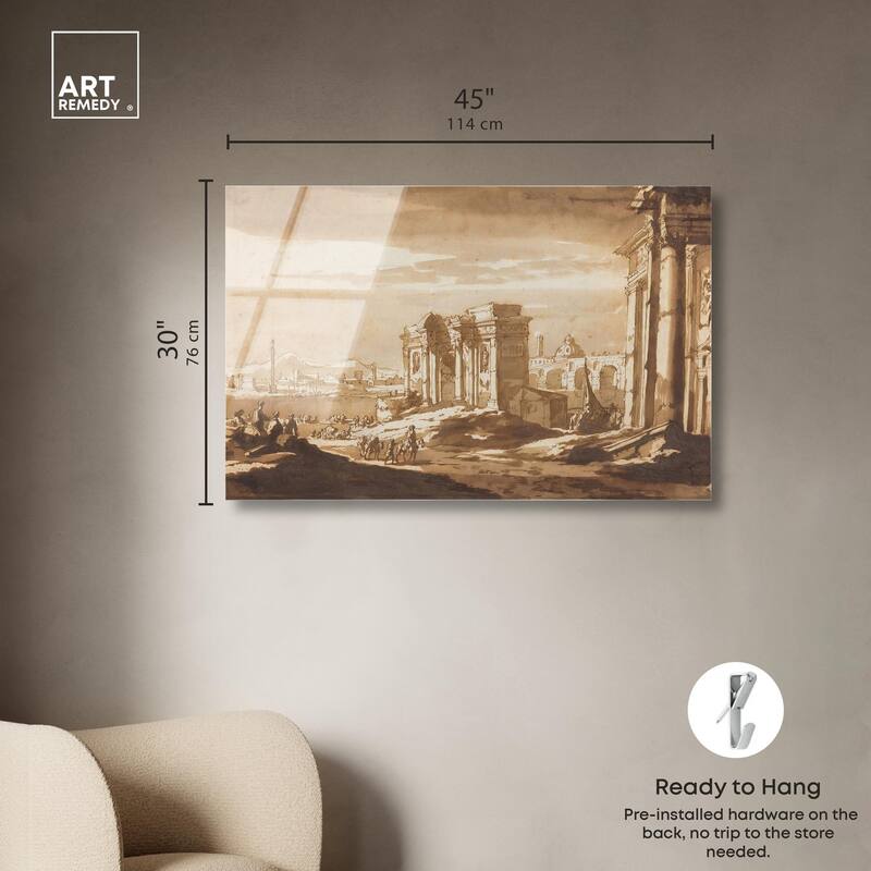 Capriccio View of Roman Ruins Acrylic by Art Remedy, Ready to Hang