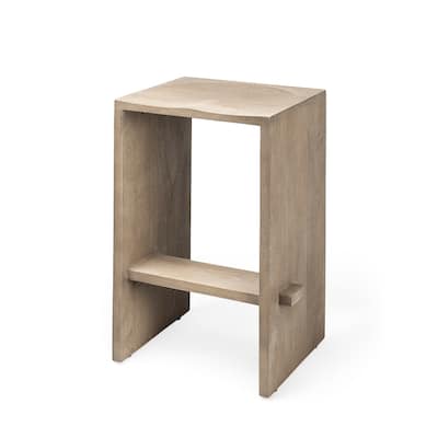 Aida Light Brown Solid Wood Bar Stool