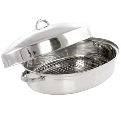 18 Inch Oval Stainless Steel Roaster - 18 Inch