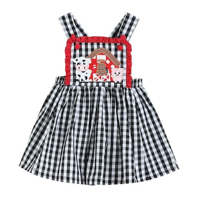 Lil Cactus Black Gingham Barn Scene Jumper Dress