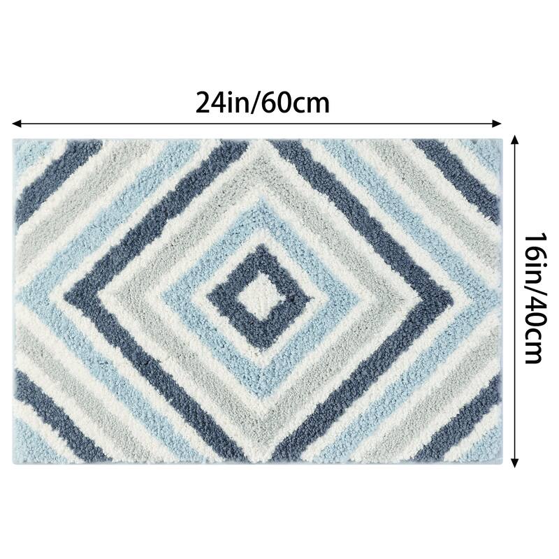 Geometric Pattern Bathroom Rugs Bath Mats, Quick Dry and Non Slip Bath Mat for Shower Bathroom