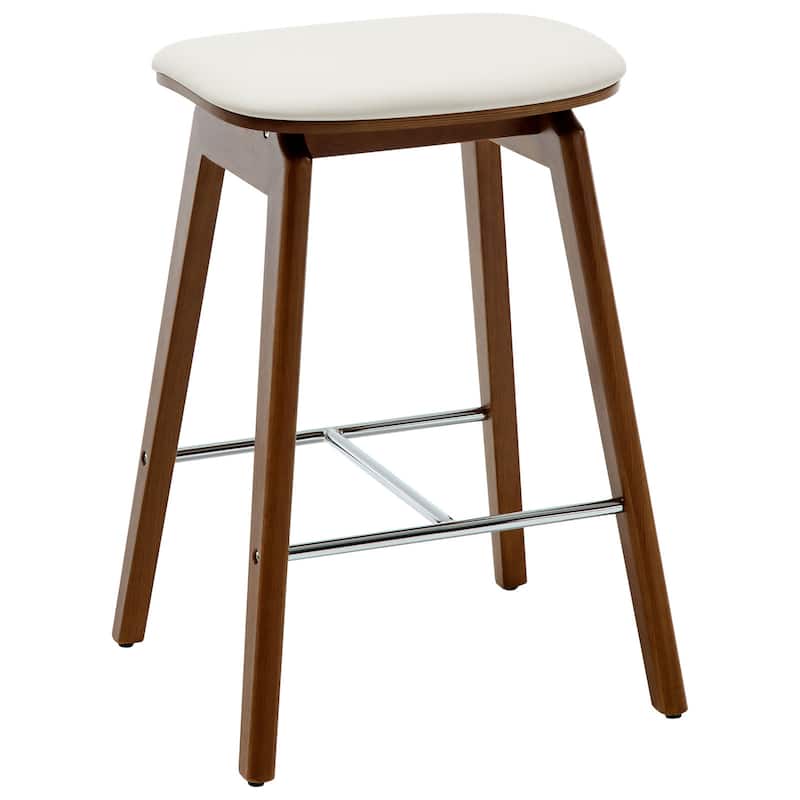 26-Inch Faux Leather Wood Counter Stools Set of 1/2/3 - 26"H x 18.1"L x 16.5"D